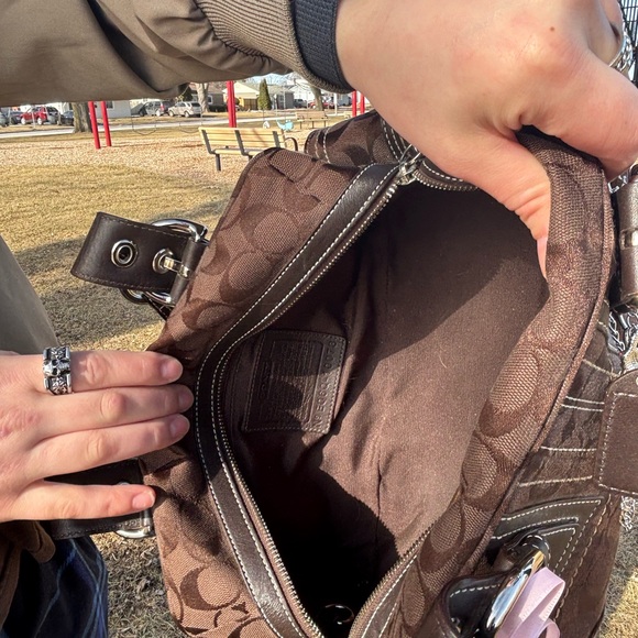 Coach Brown Handbag with Silver Accents - Picture 6 of 8